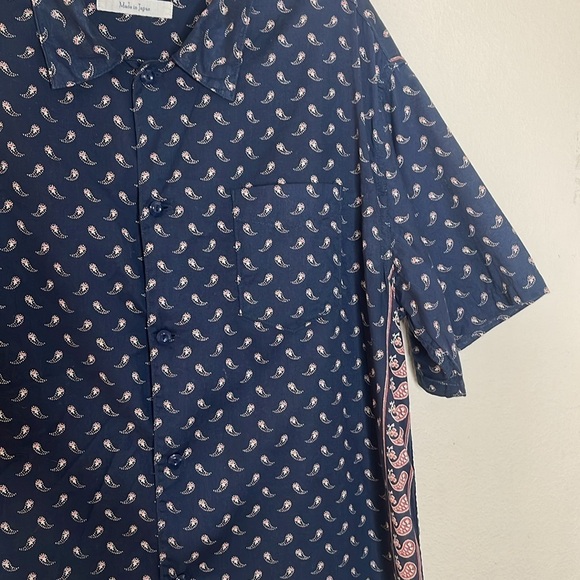 The Golden State Japanese Brand Remi Relief Paisley Short Sleeve Navy Shirt L - Picture 4 of 7